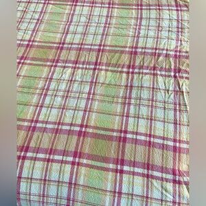 Tablecloth Large Plaid All Cotton. Pink, Green and Off White.  No stains, tears